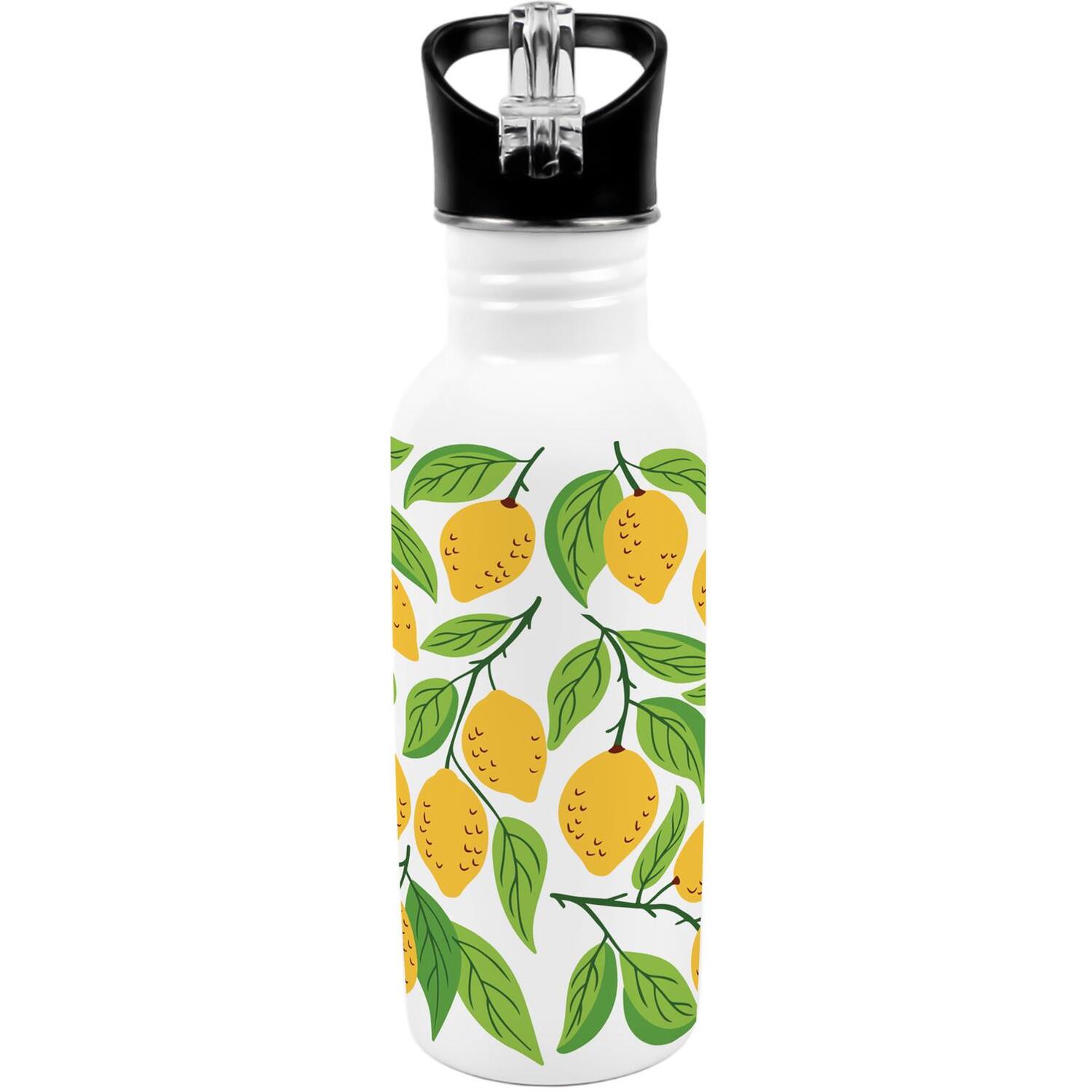 Purely Home Poster Lemons Metal Canteen Water Bottle - Yellow
