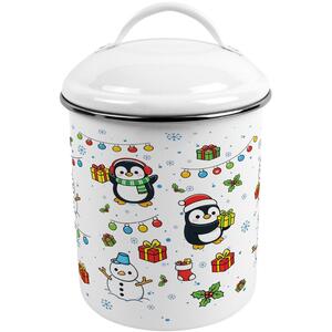 Christmas Penguin Canister - Metal Kitchen Storage Container