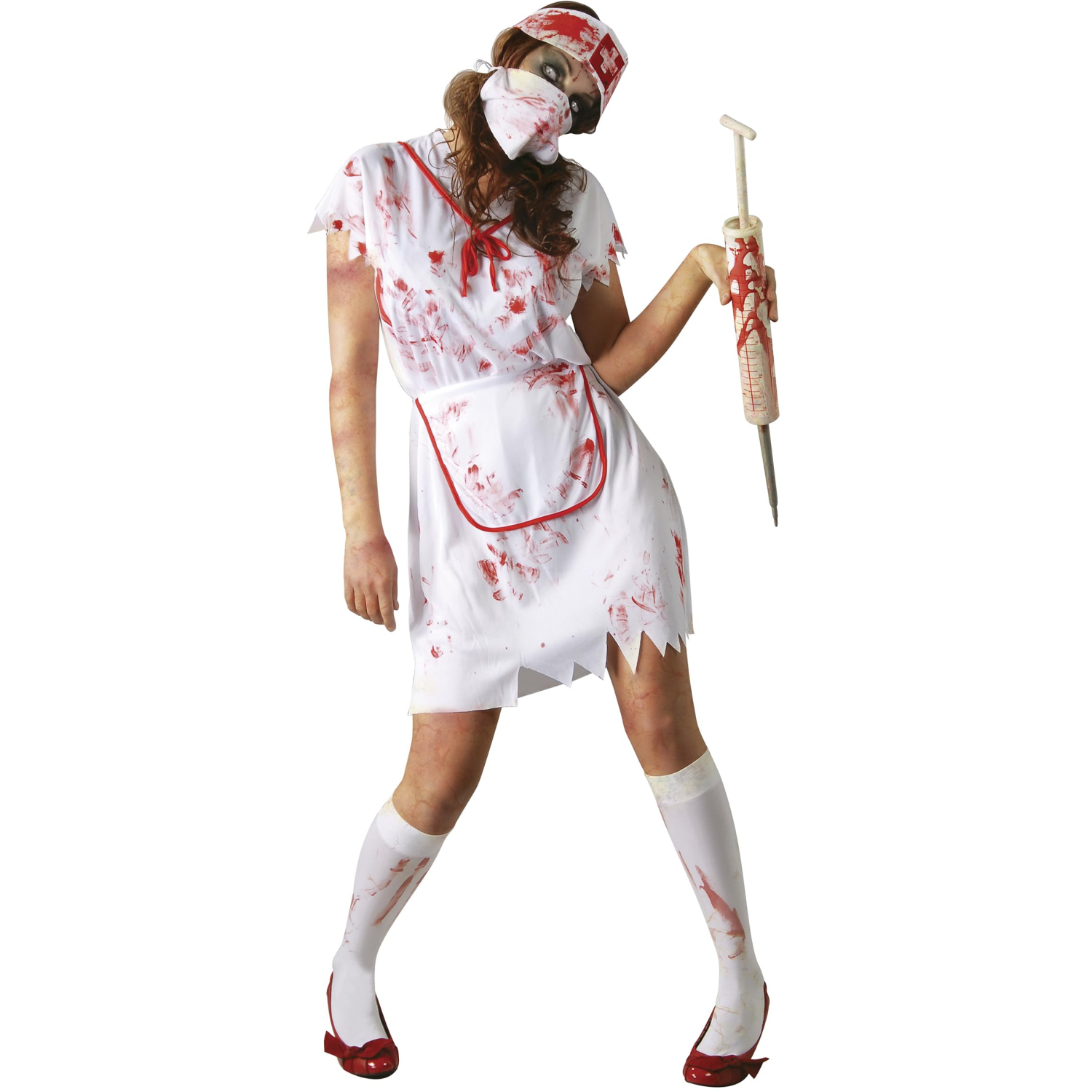 Fiestas Guirca Adult Zombie Nurse Halloween Costume - White/Red - Medium - Image 3