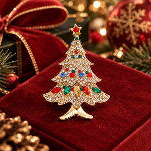 Vintage Sparkling Christmas Tree Brooch