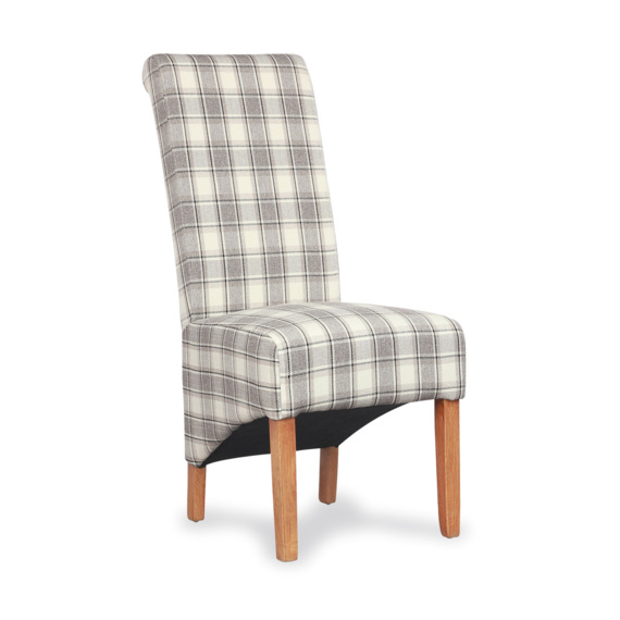 Pair Of Krista Herringbone Checked Cappucinno Chairs