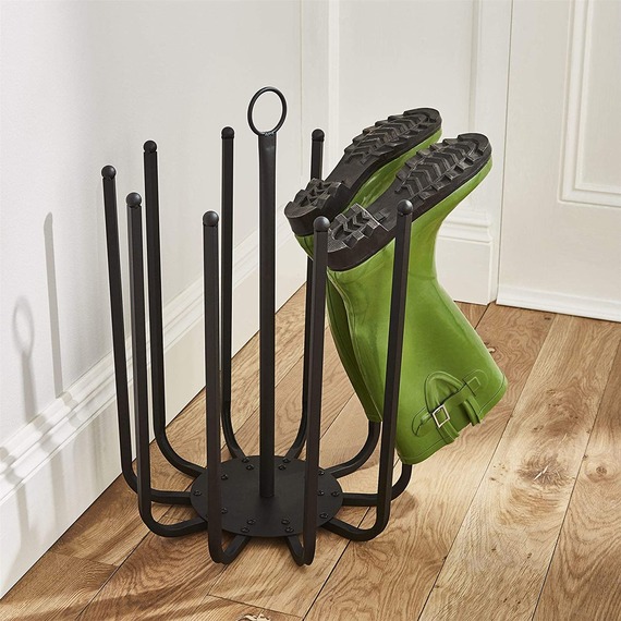 5 Pair Black Round Boot Welly Shoe Rack 