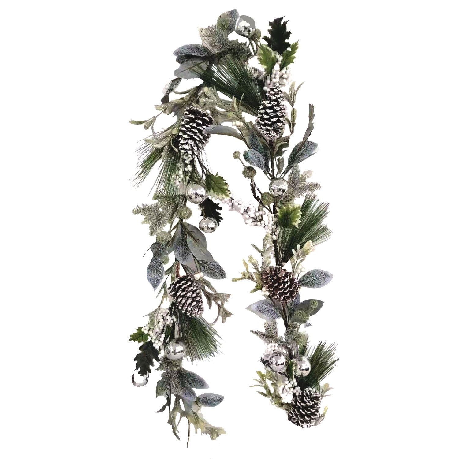 Angel Whispers White Berry Bauble Pinecone Garland - 2.4m