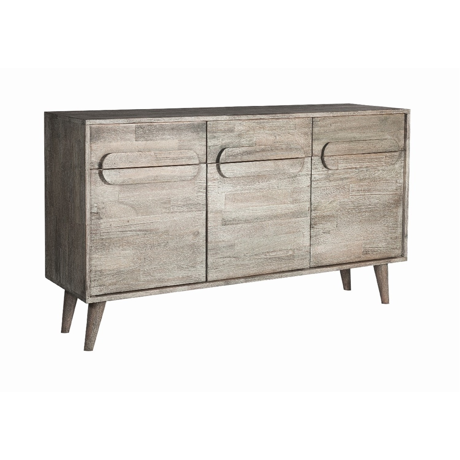 IH Design - Modern Handmade Wooden Large Sideboard with 3 Drawers and 3 Doors - Grey thumbnail
