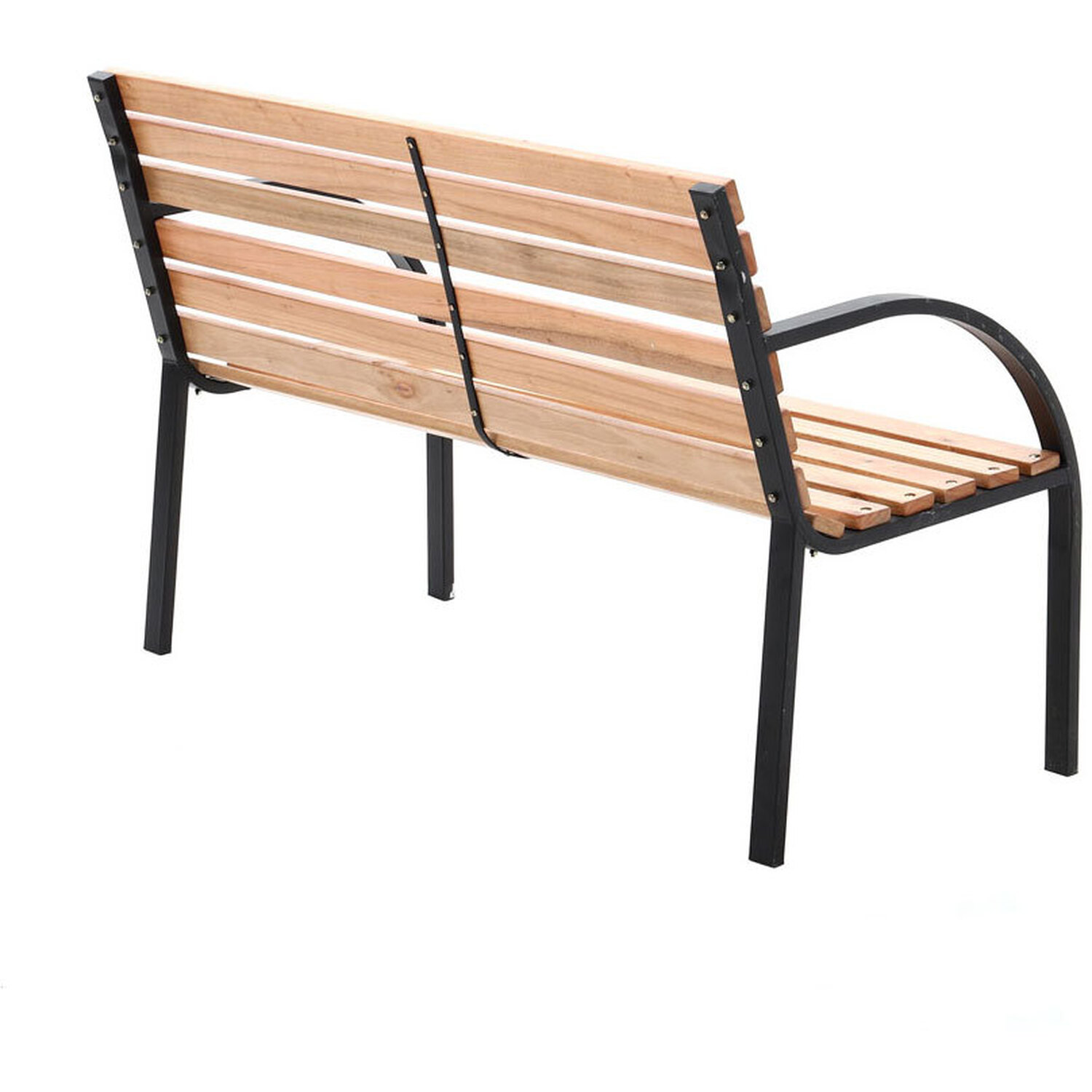 Livingandhome Wooden Garden Bench With Cast Iron Frame - Brown