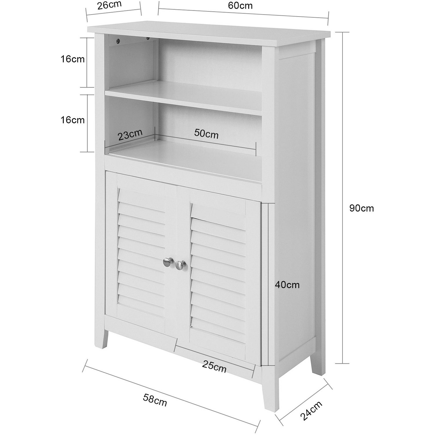 Sobuy Bathroom Cabinet Bathroom Shelf Unit - White