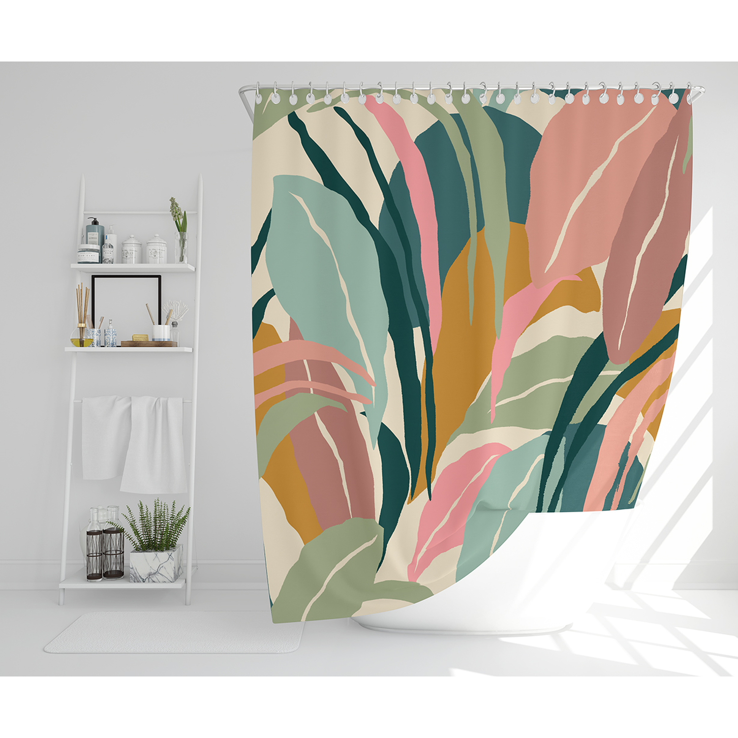 Abstract Portrait Shower Curtain - Yellow