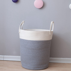 Grey / 50cm Woven Basket Clothes Hamper Laundry Basket with Pom shot 1516690