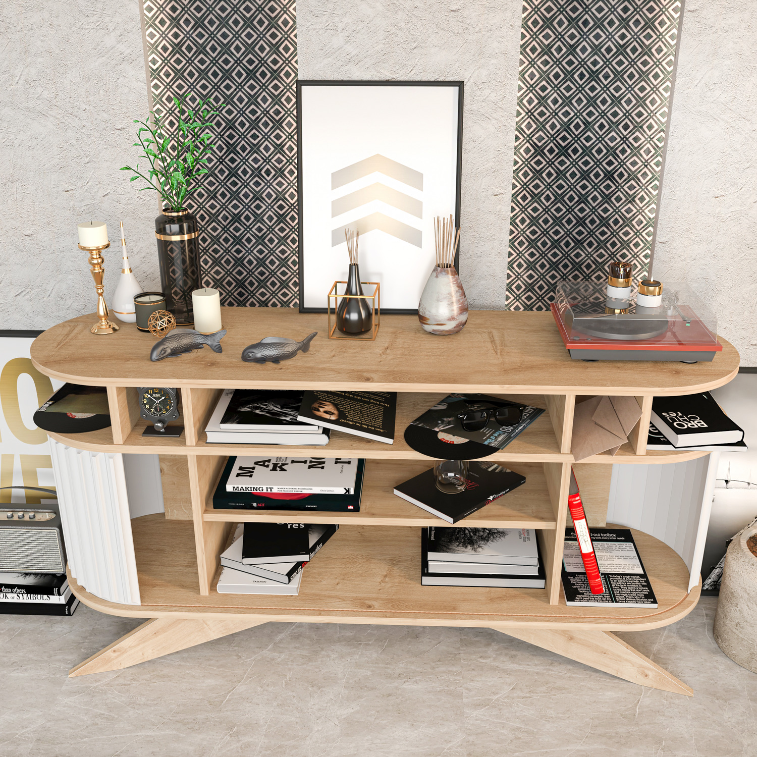 Store Sideboard - Sapphire Oak And White