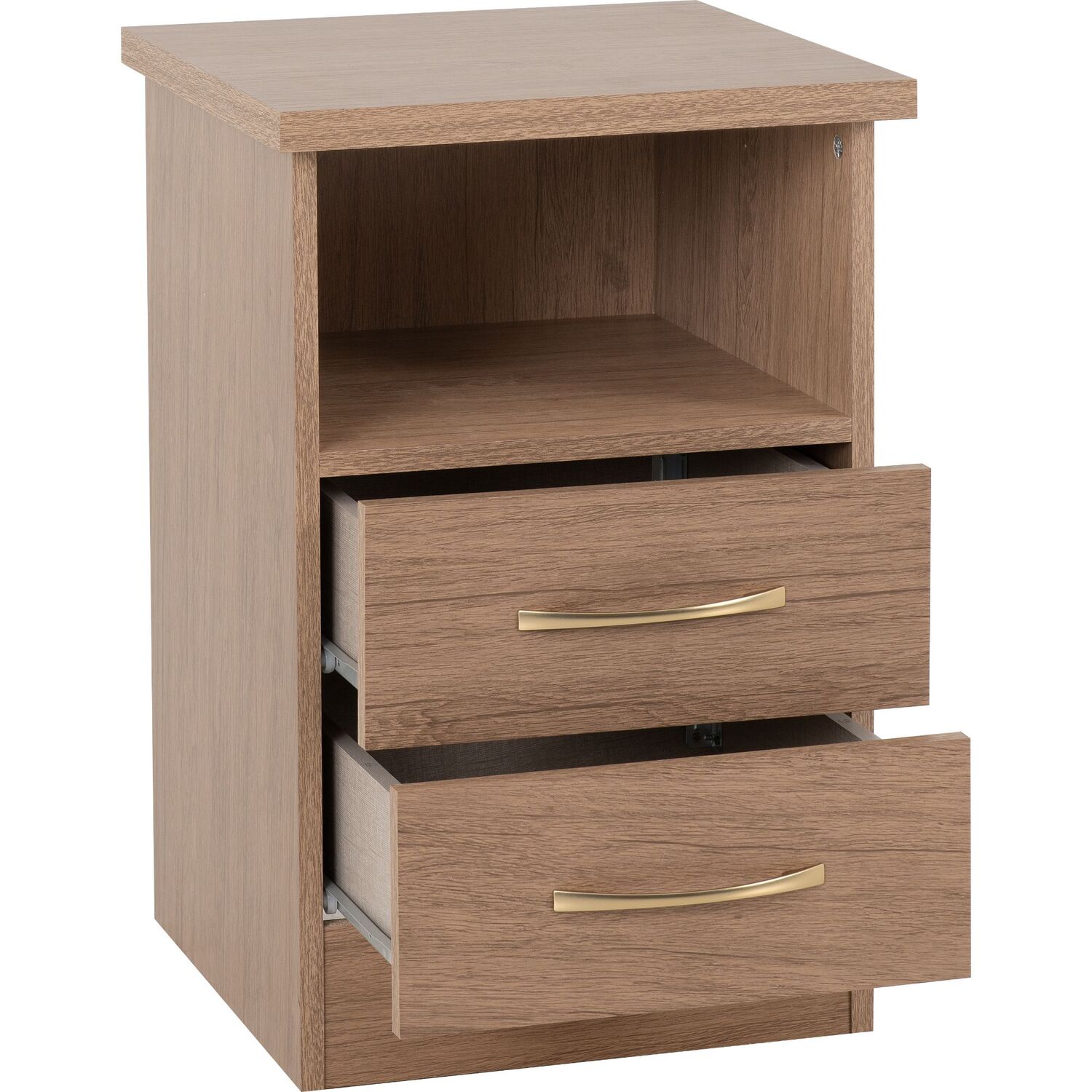 Nevada 2 Drawer Bedside - Rustic Oak