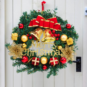 30CM Christmas Berry Bell Pine Needle Wreath Hanging Door Fireplace Decor