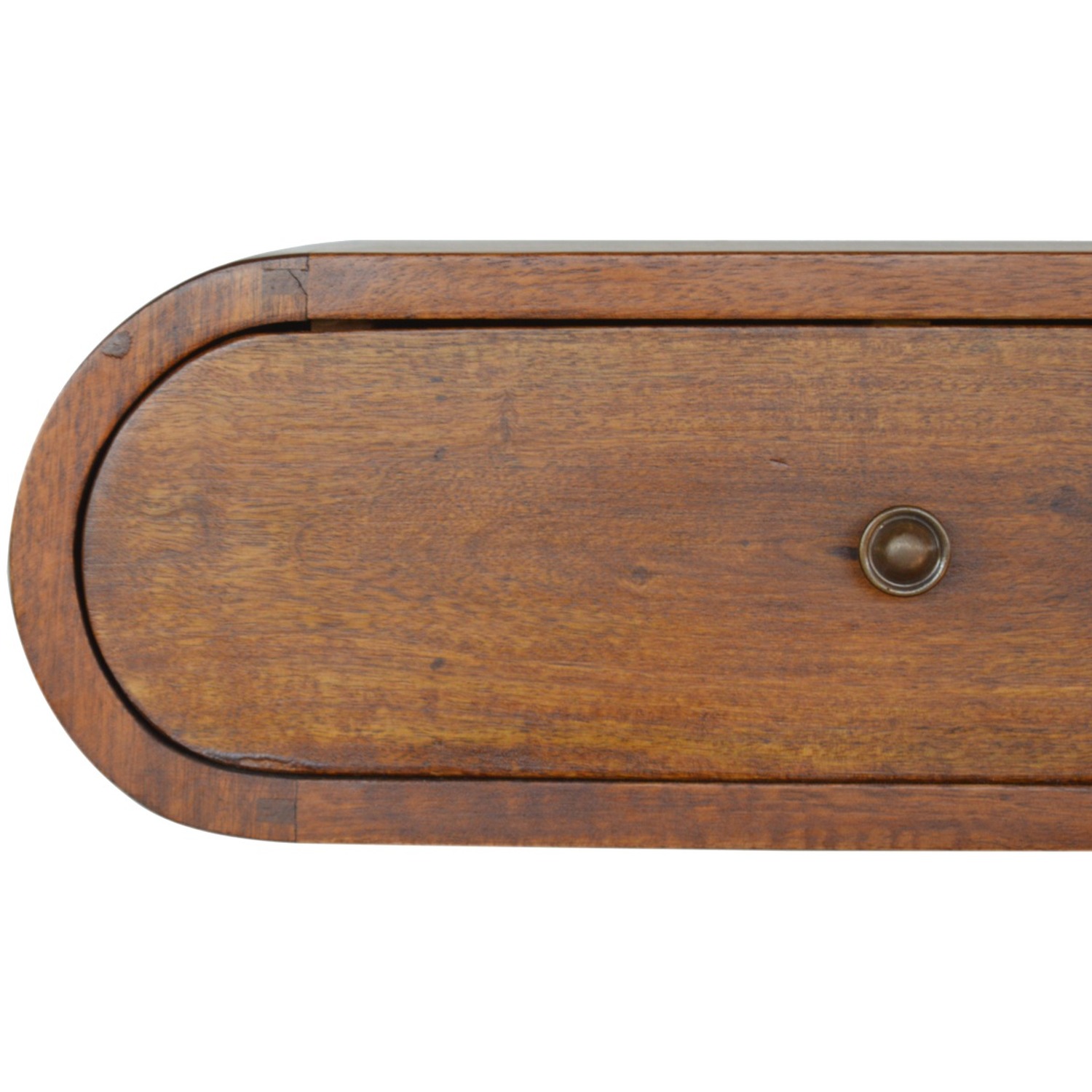 Wall Mounted Round Chestnut Bedside Table - Brown