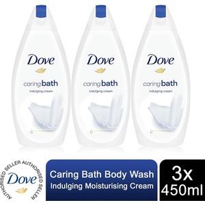 Dove Caring Bath Indulging Cream Bath Soak with Moisturising Cream, 3x450ml