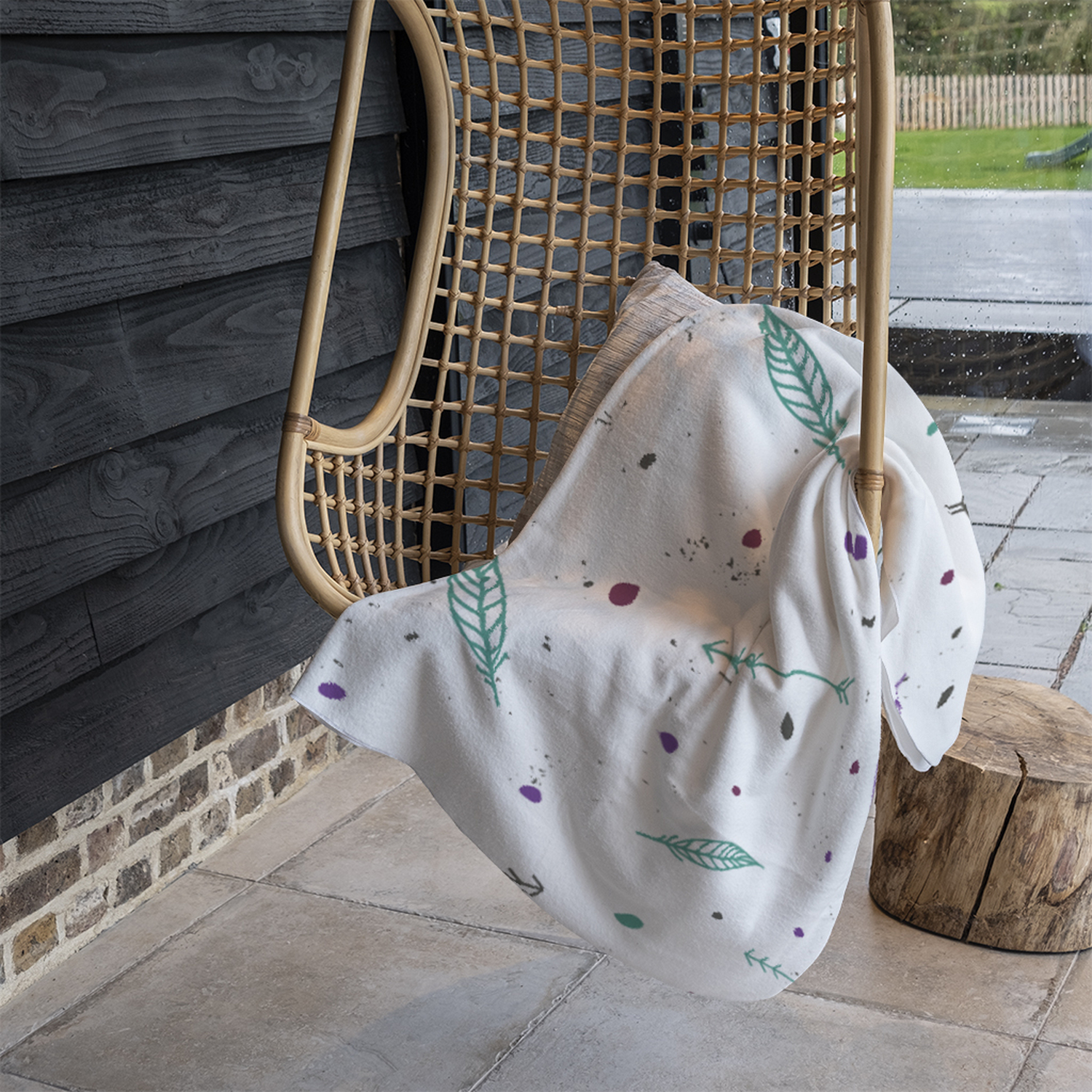 Cute Cartoon Feathers And Arrows In Boho Style Blanket - Green