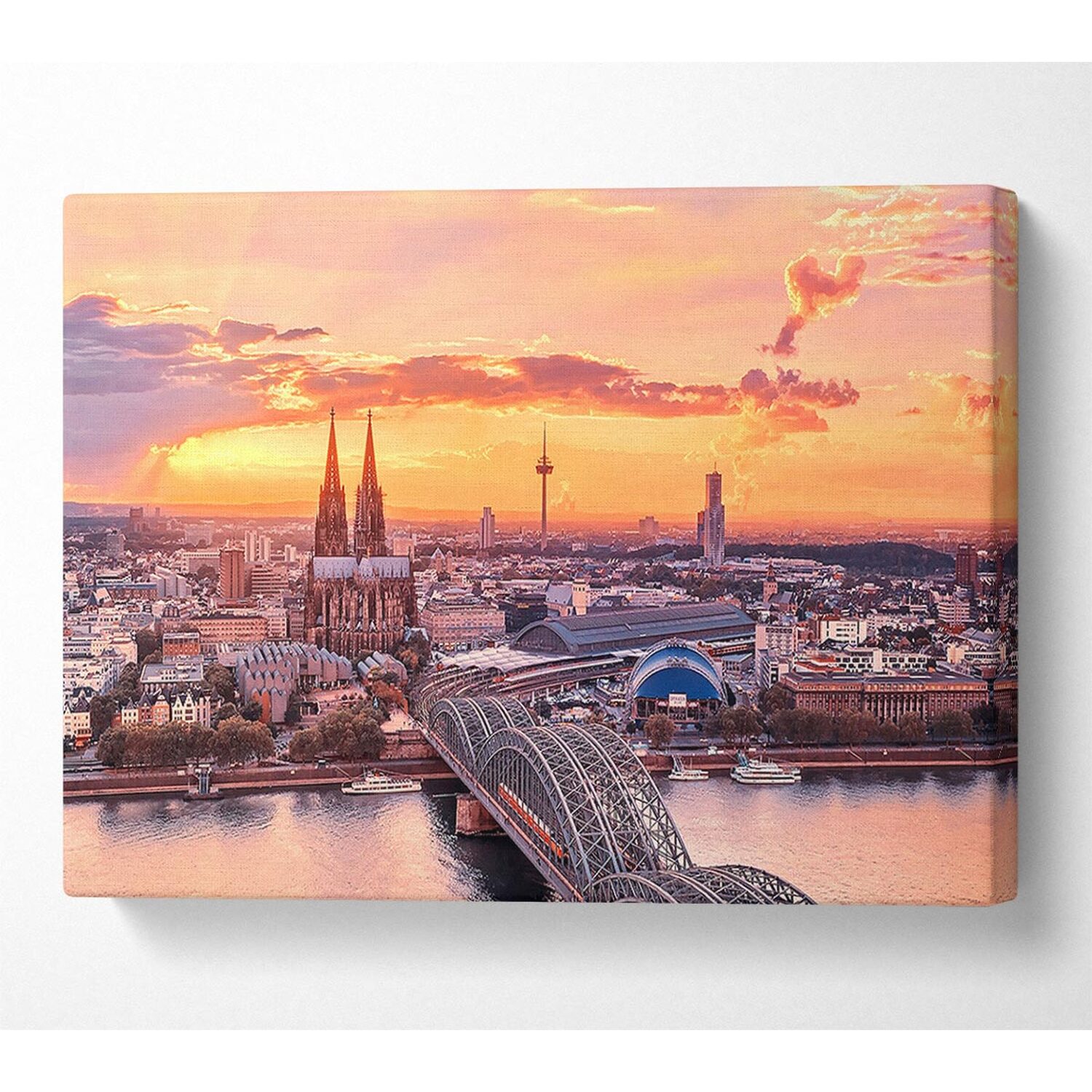 Wallart-Direct - Cologne City Canvas Print Wall Art - Yellow / 101.6cm thumbnail