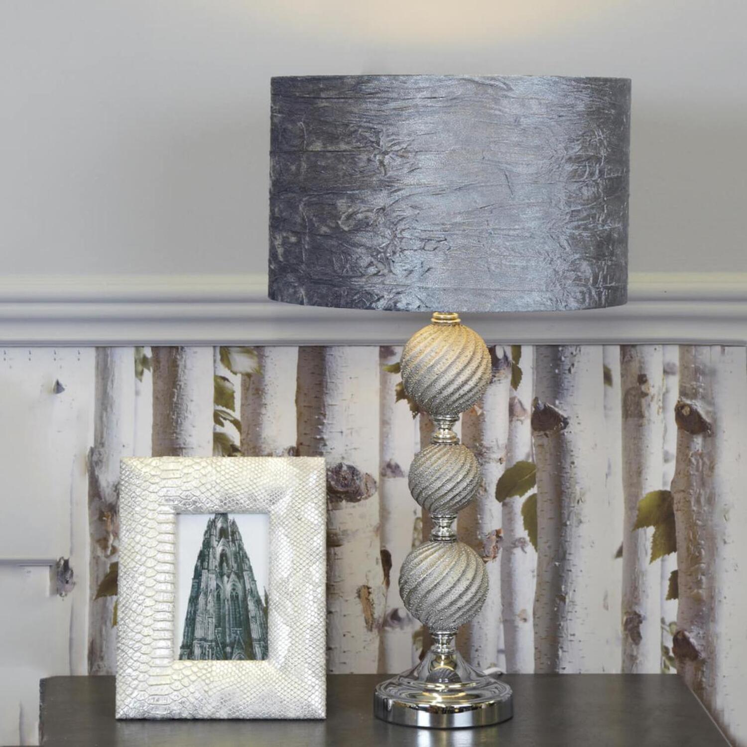Vanity Living - Three Ceramic Ball Table Lamp With Grey Shade - Grey thumbnail