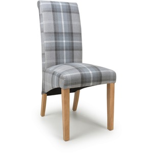 Karta Scroll Back Check Grey Dining Chair