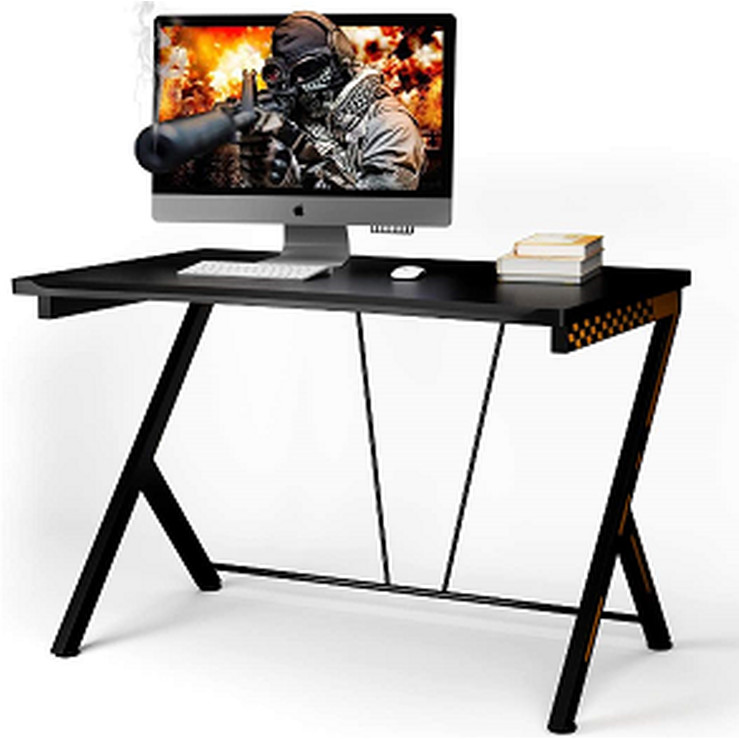 Costway Computer Desk Racing Gaming Table - Brown thumbnail
