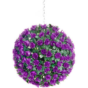 Best Artificial 23cm Purple Rose Hanging Basket Flower Topiary Ball