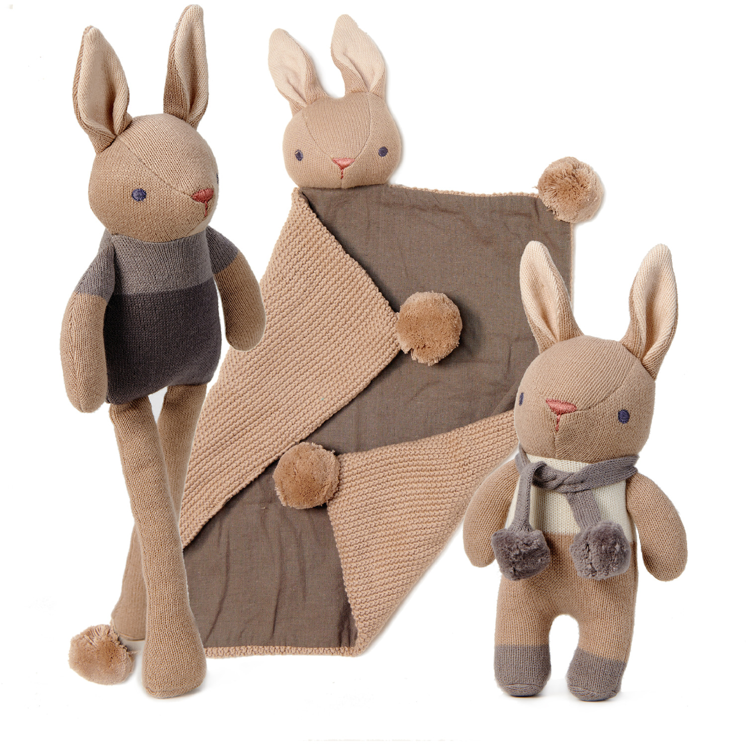 Image of Baby Comforter, Rattle and Doll Bundle - Taupe