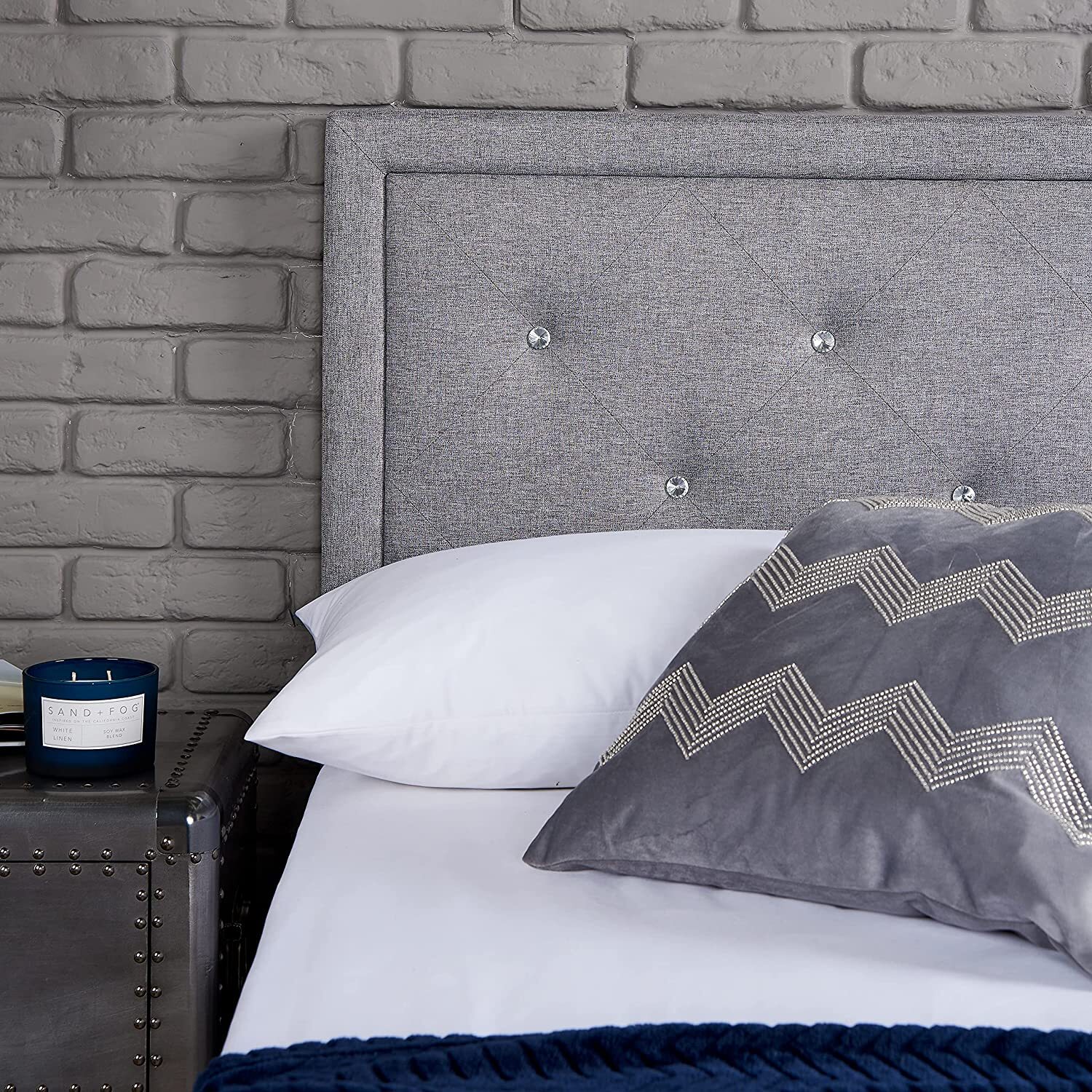 Ottoman Storage Bed Crystal - Grey No Single
