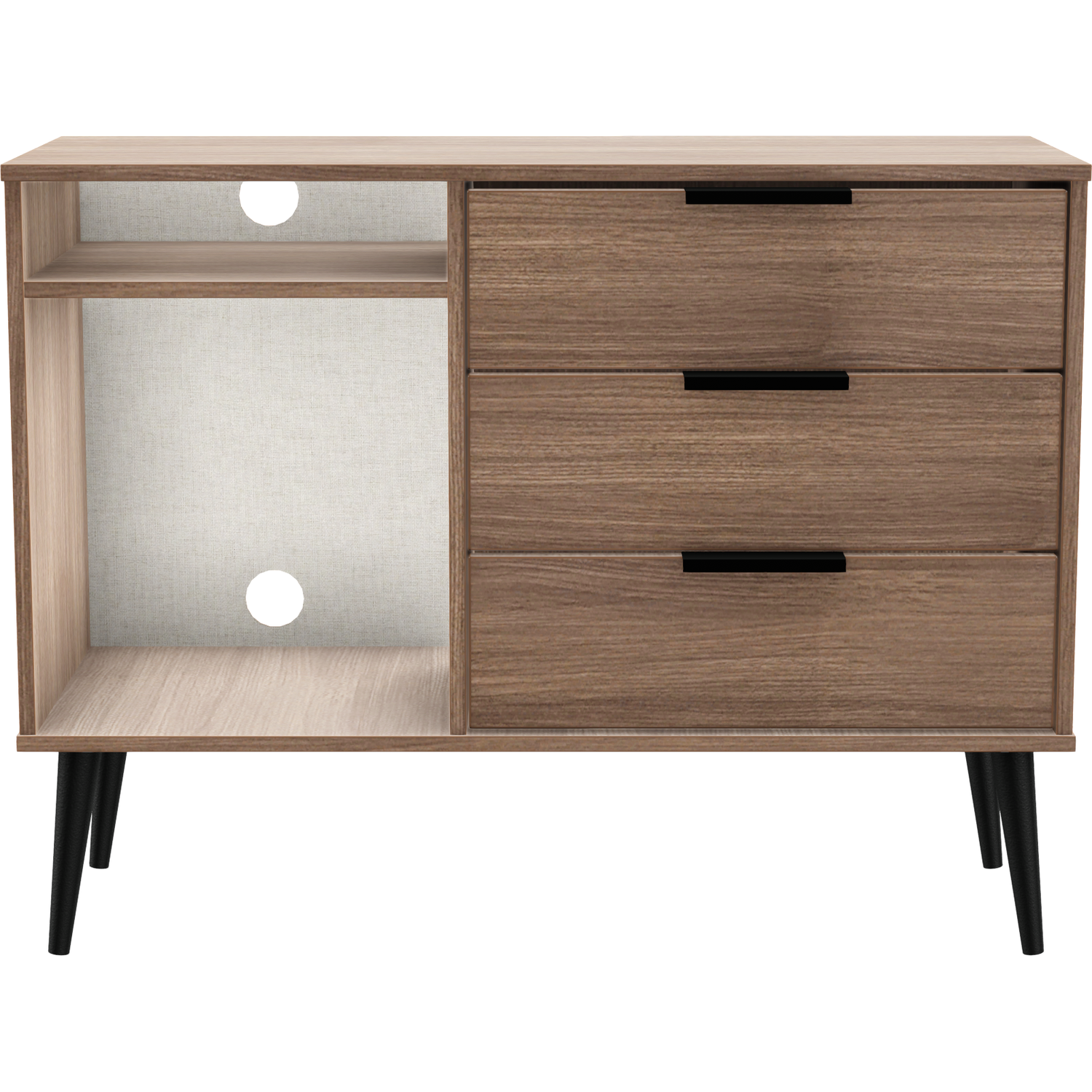 Hong Kong 3 Drawer Tv Unit - Carini Walnut 75cm