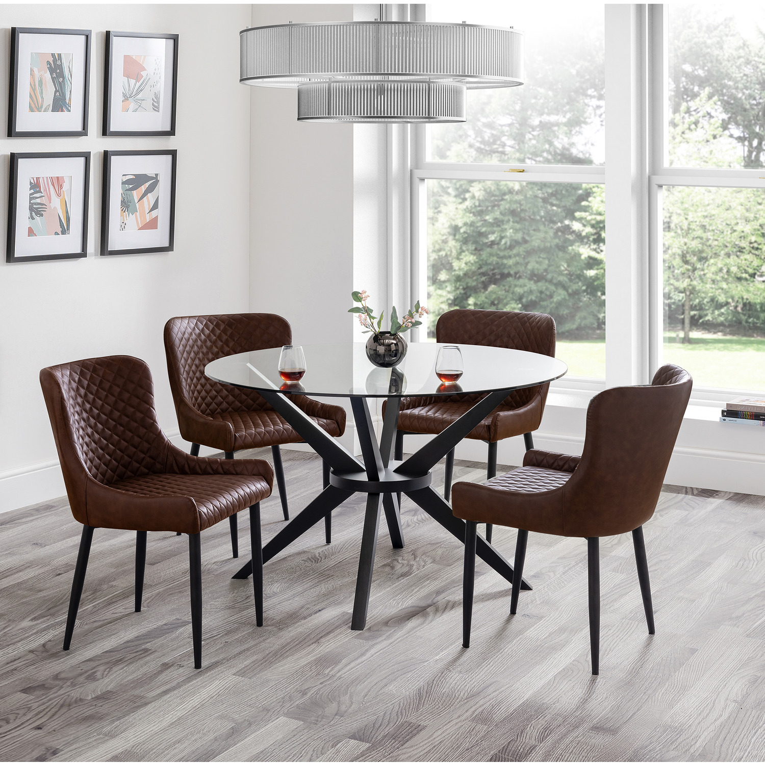 Hayden Dining Table and Luxe Chairs Set - Brown thumbnail