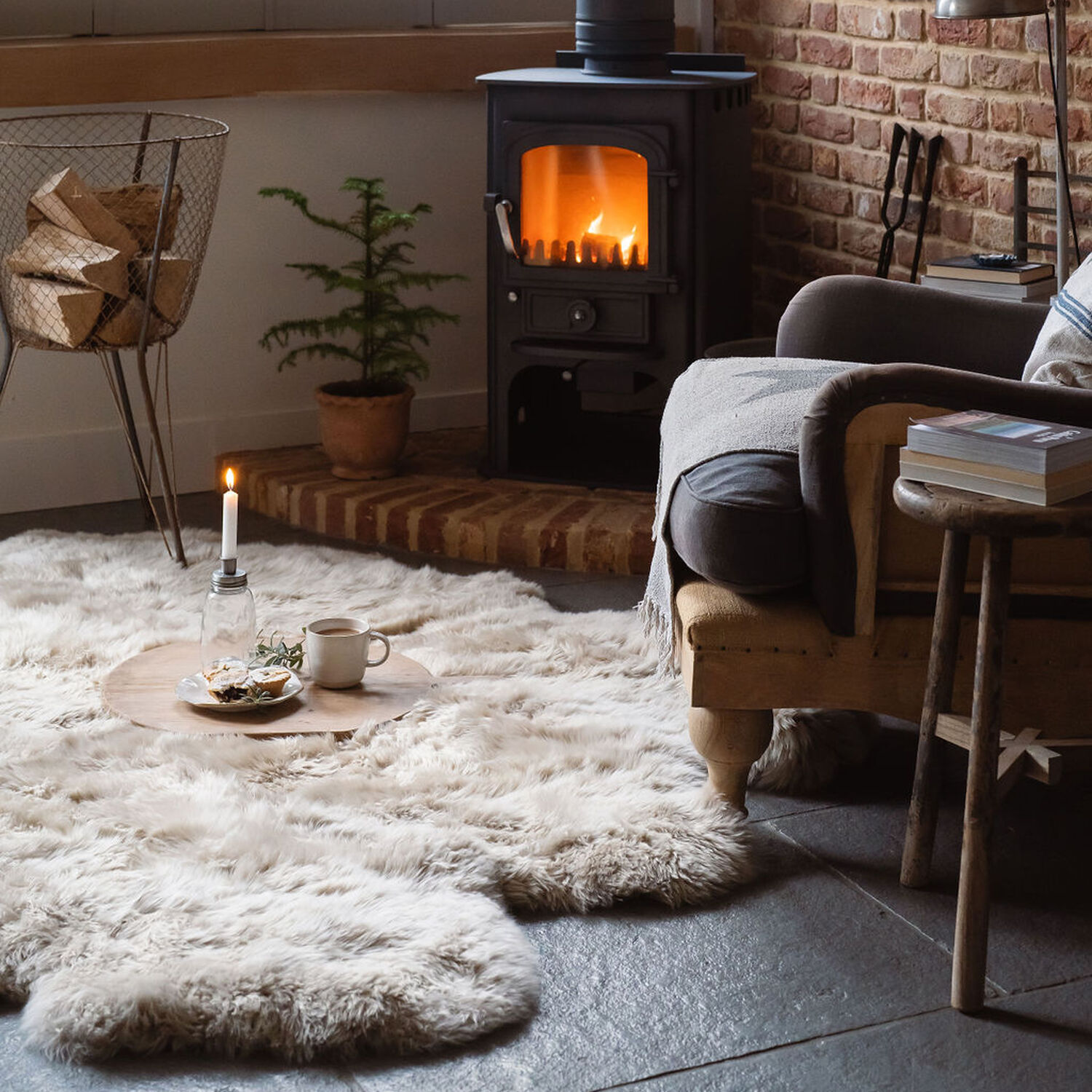 Surrey Style - Oatmeal Oversized Area Sheepskin Rug  - Oyster / 145cm thumbnail