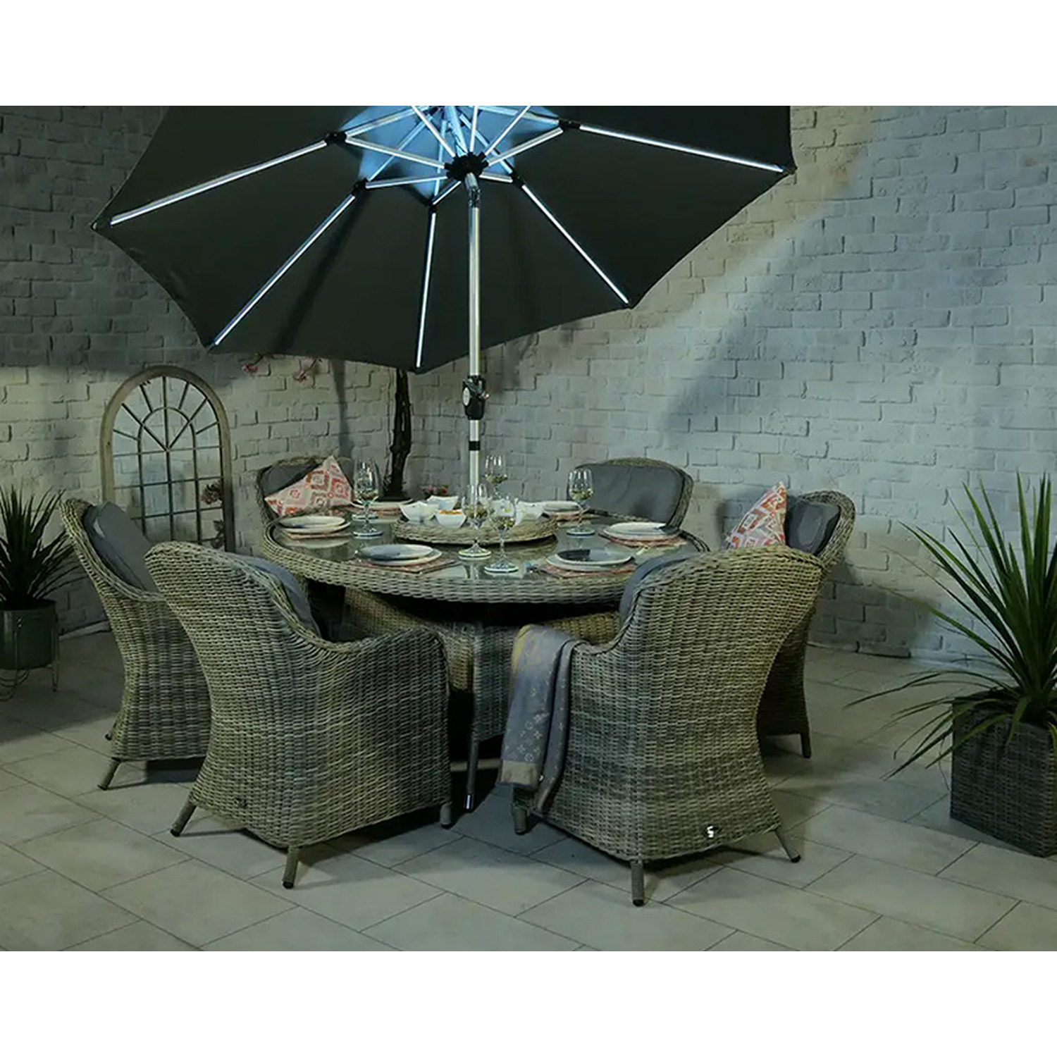 Wentworth 6 Seater Ellipse Imperial Dining Set - Neutral