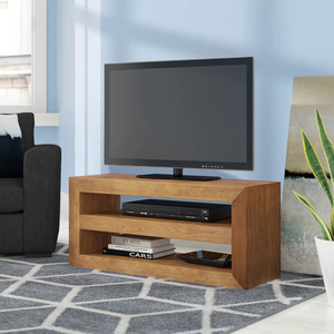 Modern Furniture Solid Light Wood Corner Open TV Media Unit