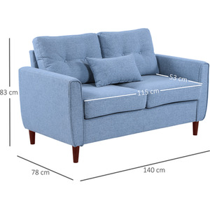 Blue HOMCOM Traditional Double Sofa with Spring Padded Cushion shot 4104513