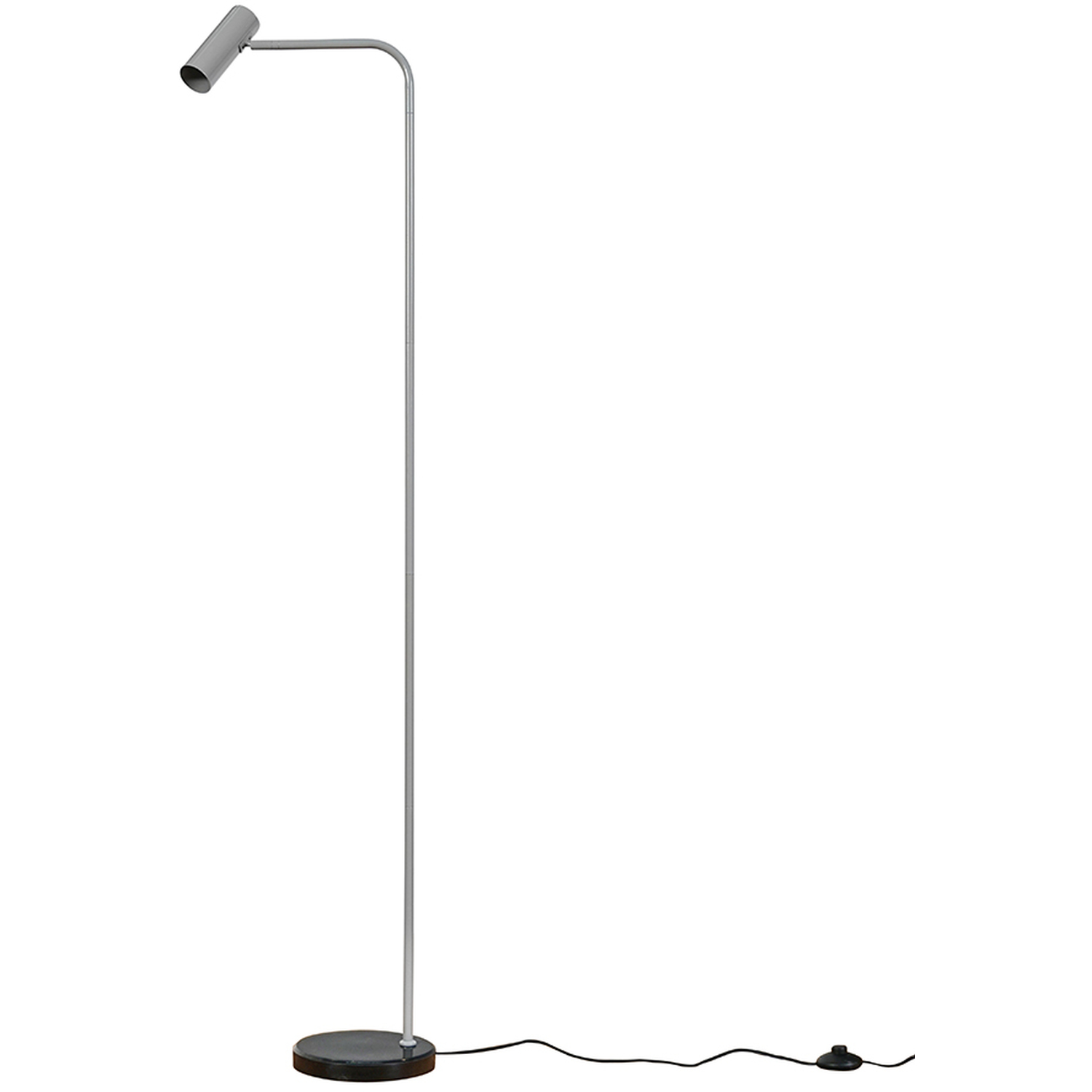 Modern Cool Grey And Black GU10 Angled Floor Lamp With Black Marble Base - Grey