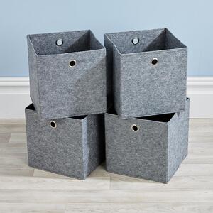 Grey Felt / Felt Home Source Pack of 4 Cube Canvas Fabric Storage Insert Boxes shot 4319275