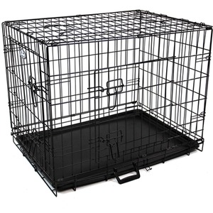 Dog Cage Pet Puppy Metal Crate Carrier Black M