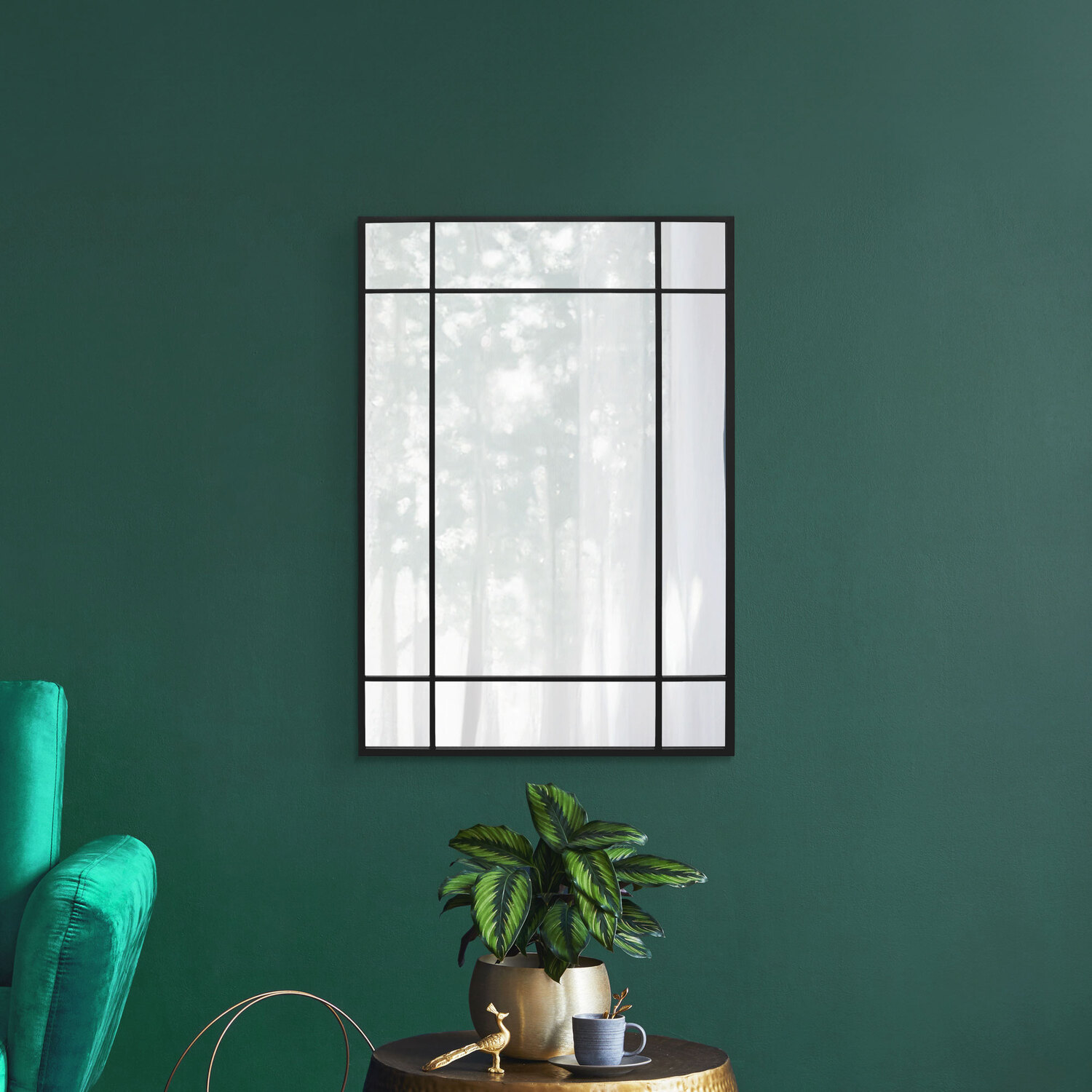 MirrorOutlet - Fenestra Overmantle Modern Mirror - Black thumbnail