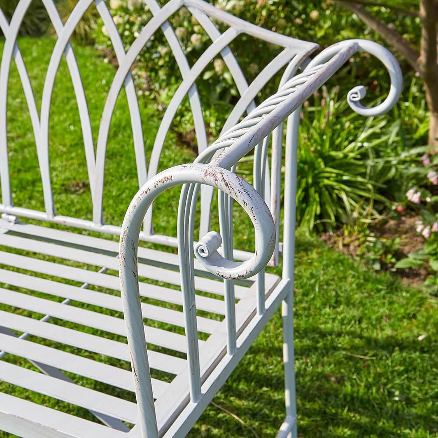 Home Source Willow Metal Outdoor Garden Bench - Grey