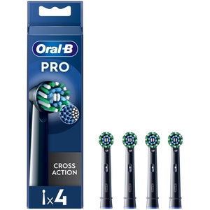 Oral-B Pro Cross Action Black Toothbrush Heads, 4 Counts