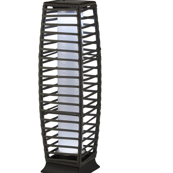 Rattan Solar Pillar Light Grey