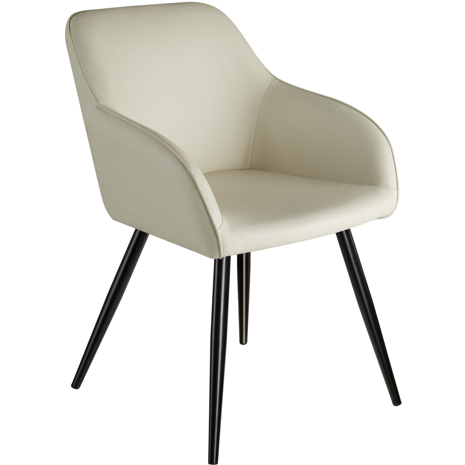 Accent Chair Marilyn With Armrests Set Of 4 - Cream Black