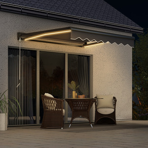 Grey.3 x 2.5m / 0.01cm Outsunny Electric Awning with LED Light and Aluminium Frame shot 5150015