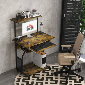 HOMCOM Mobile Computer Desk with Keyboard