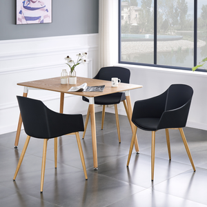 Black Single Eden Plastic Dining Chair with Padded Leather Cushions for Dining Room shot 5630281