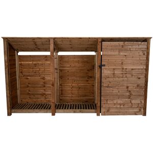 Triple Bay Wooden Garden Tool and Firewood Store With Reverse Roof