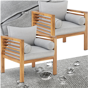 Garden Chair Boka Set Of 2 - Armchairs With Thick Seat Cushions