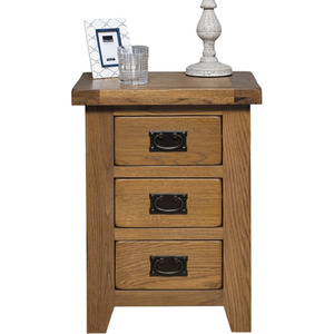 Rustic Oak 3 Drawer Bedside Cabinet