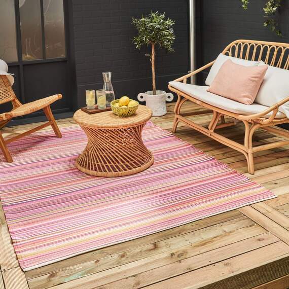 Rainbow Collection Stripped Outdoor  Rug