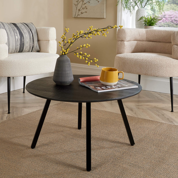 Home Source Caribou Mango Wood Round Coffee Table 