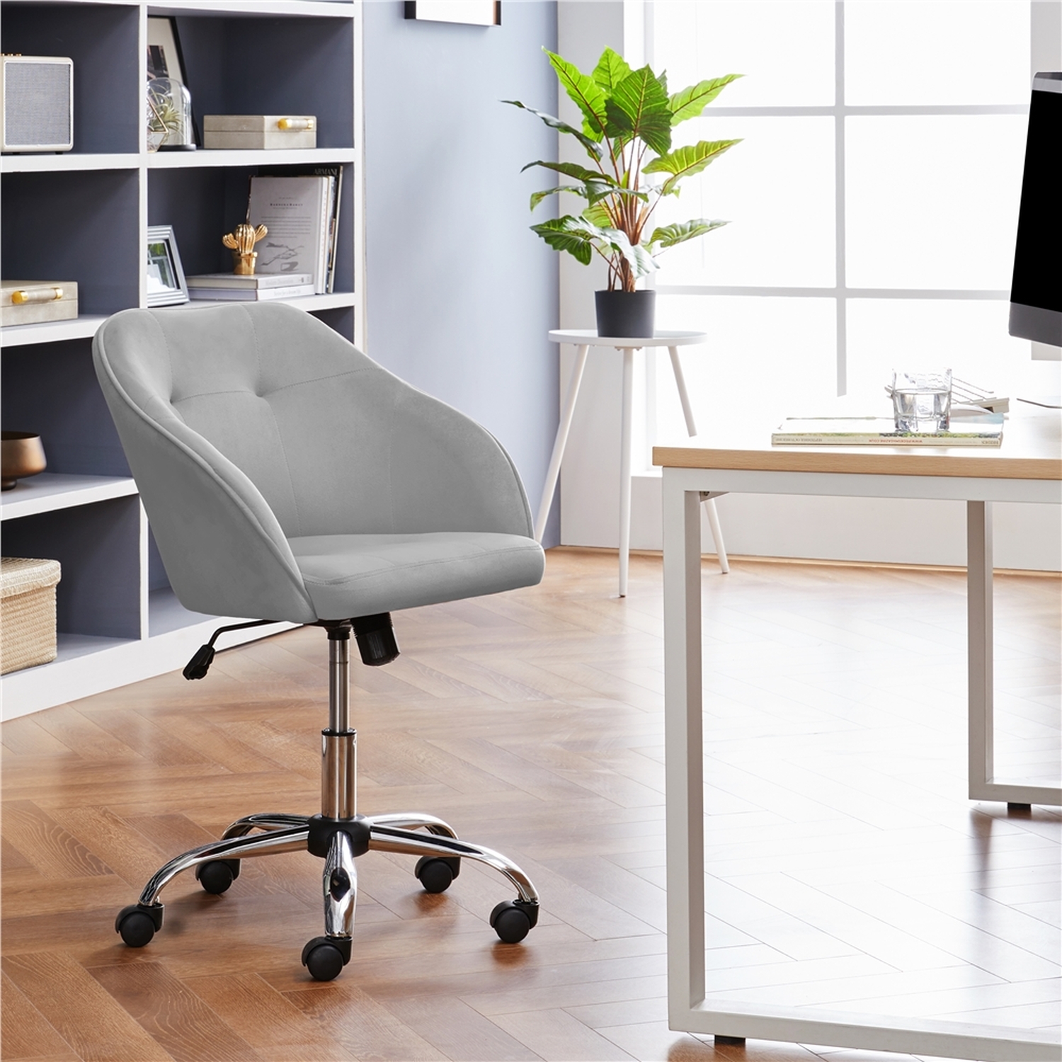 Soft Height Adjustable Office Chair - Light Grey