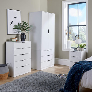 White Home Source Phoenix 3 Drawer Bedside  shot 6115018