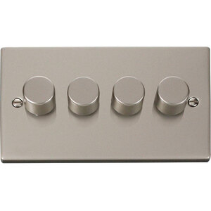 Pearl Nickel 4 Gang 2 Way LED 100W Trailing Edge Dimmer Light Switch